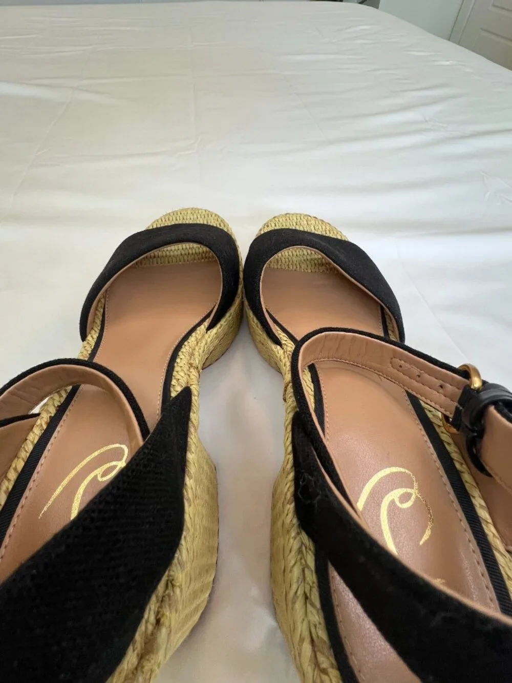 Sam Edelman Immie Platform Heels Espadrille Black Sandals Black Size 10